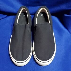 Classic Black Canvas Slip-On Loafers